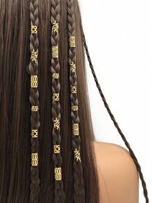 40pcs/Pack Dreamy Hair Scrunchies - Fashionable Alloy Hair Braid Accessories Suitable For Girl - Gold - View 1