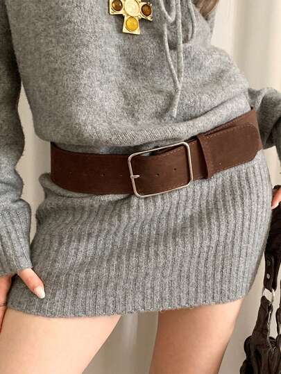 1条新款女士腰带，时尚百搭裤带，复古简约米拉·雷风格宽腰带，适合日常穿着