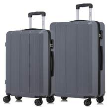 YONSLY 2‑Piece Suitcase Set 24/28 Inches With 4 Wheels 360° Combination Lock Mesh Pocket Soft Rubber Handle Lightweight Shockproof Hard Shell Suitcase - 深灰色 - 查看 1