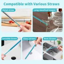 Silicone Straw Cleaning Brush, Reusable Straw Cleaning Brush With Flexible Steel Core, Extra Long Soft Bristle Bottle Brush Suitable For Cleaning Glass Straws And Crevices - A - View 3
