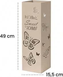 Baroni Home Modern Design Umbrella Stand, Metal Umbrella Holder With Butterflies, 2 Hooks And Removable Drip Tray, 15.5 X 15.5 X 49 Cm - 1PC - Xem 3