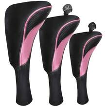 FINGER TEN Golf Club Head Covers 1 Pack For Driver Fairway Hybrid, Durable Long Sock Neck With Swappable Number Tags In Pink/Blue/Green For Reliable Club Protection And Quick Identification - Pink - View 1