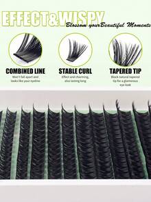 Bộ 192 sợi mi giả D-Curl mềm mại, dung lượng lớn, phù hợp cho người mới bắt đầu, mềm mại và tự nhiên, thích hợp sử dụng tại nhà, mi giả dạng tách sợi, nhẹ và có thể tái sử dụng, kiểu dáng cổ điển, mi tổng hợp, bao gồm nhíp, cọ chải mi và mascara, bộ mi giả, phù hợp cho người mới bắt đầu, bộ dụng cụ nối mi, trang điểm mắt 5D, thích hợp cho sử dụng hàng ngày, các dịp trang trọng, đám cưới, v.v. - Nhiều màu - Xem 6