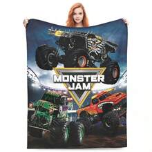 Monster Jam  Truck Blanket Cover Wool Throw Blanket Home Couch Printed Soft Warm Bedsprea.Jpg - 白色 - 查看 1
