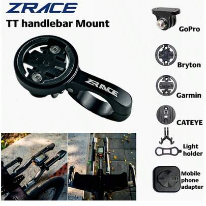 ZRACE TT Handlebar Computer Mount - Black, Out Front Mount Holder For IGPSPORT Bryton CATEYE Camera