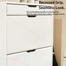 3-Drawer Shoe Cabinet, Made Of Wood, With A Sliding Shelf On Top, 2 Levels, White - White - View 7