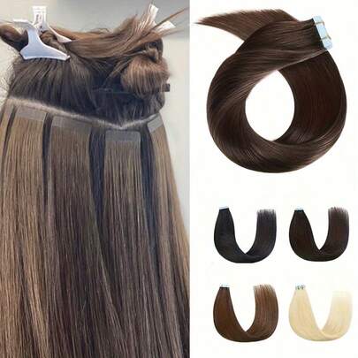 20pcs Straight Tape In Human Hair Extensions Straight Hair Seamless Skin Weft Tape In Brazilian Natural Black Tape Ins For Women
