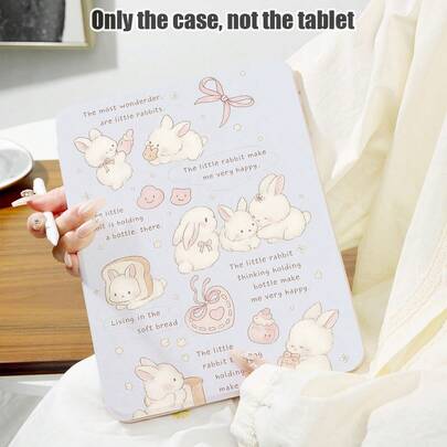 Bunnies 1pc Cute Rabbit Pattern Flip Cover Desk Protector With Pen Slot, 360° Rotating Stand, Compatible With Samsung A9/A9+/S9/S9FE/A11/A11+/S11/S10 FE/S10 FE+/S10 Lite, A16 2025, Air 11/13, M3 2025, Mini 7 A17, Pro 2024, Air 11/13, M2 2024, Pro 11/13, M4 2024, Pro 12.9, 7/8/9 Gen, 10.2, 10th Gen, 10.9, Air 4/5/6/7/8, 10.9, Pro 11, 4/5/6 Gen, Mini 6, , Se 11, Honor, Matepad Se 11, ,