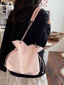 2026 Spring New Arrival Niche Commuter Shoulder Bag, Fashion Casual Tote Bag, Large Capacity Retro Chain Handbag For Women - Pink - View 4