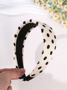 1条复古波点宽发箍 - 经典黑白宽版设计 - 5厘米加宽，适合各种头型 - 优雅时尚发饰 - 彩色 - 查看 5