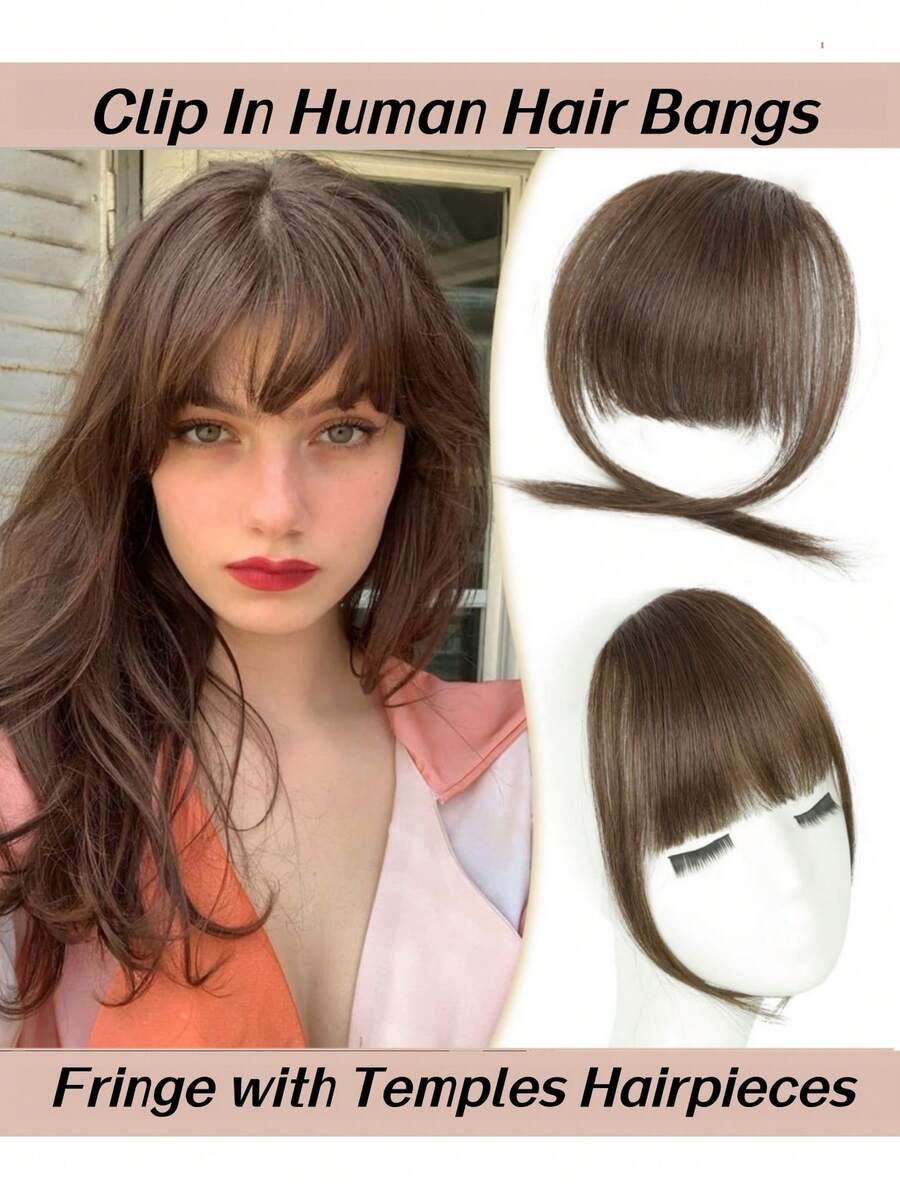 Tóc mái kẹp bằng tóc thật cao cấp dành cho nữ - Dài 6 inch, thẳng, bồng bềnh với phần tóc hai bên thái dương, trông tự nhiên, dễ tạo kiểu. - S6 - Xem 1