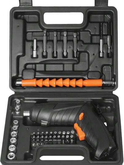 Destornillador eléctrico inalámbrico con mango giratorio y luz LED. Incluye juego de puntas. Un regalo ideal para hombres.