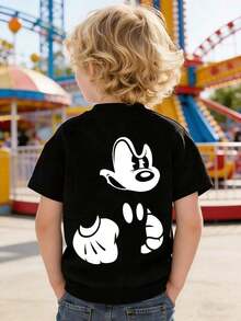A Summer T-Shirt Featuring An "Angry Mickey" Design From Disney-Perfect For Boys And Girls To Wear To Holiday Parties, Family Meals, Outdoor Activities, And While Traveling, Making It An Ideal Gift For Children Visiting Disneyland. - Black - View 3