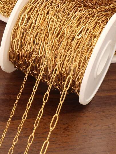 100厘米/批 不褪色 防过敏 不锈钢链条配件 扁平椭圆形缆绳十字链 DIY珠宝制作组件 手链项链配件