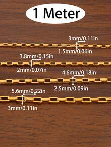 100厘米不锈钢盒式链条，金色空心矩形缆绳链，适用于DIY珠宝制作，项链、手链、脚链、身体链等工艺配件 - 盒仔鏈 - 查看 2