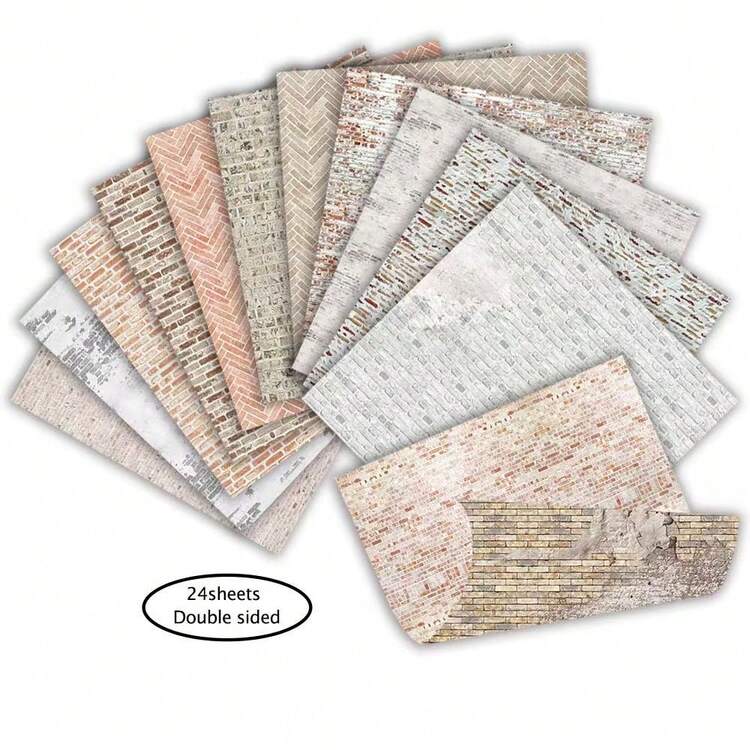 24 Sheets Of 6-Inch Double Sided Colored Textured Paper, Suitable For Bullet Journals, Junk Journals, Greeting Card Backgrounds, Photo Albums, And Crafts - B - View 2