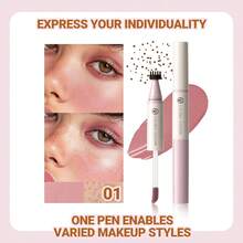 YOUNG VISION 4 Colors Instant Natural Realistic Freckles, Waterproof & Sweatproof Versatile Formula For Multi-Use On Eyes Cheeks Lips, Liquid Blush & Freckle Stamp Pen Perfect For Wild Sunburn Makeup, Daily Streetwear/Dates/Parties. - 彩色 - 查看 12