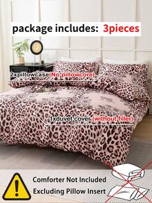 3pcs Leopard Print Duvet Cover Set, Super Soft & Breathable Microfiber Fabric, All Season Use, Machine Washable, Wrinkle Resistant, Suitable For King/Queen/Full/Double Bed, Home, Dorm, Apartment, Hotel, Vacation Rental, Gift - Multicolor - View 10