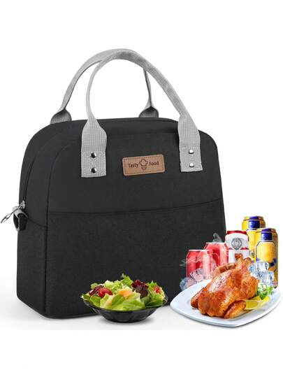 Lunch Tote Handbag, Portable Picnic Bag, Insulated Lunch Tote, Adjustable Shoulder Strap, Reusable Lunch Box, Suitable For Men And Women, Leak-Proof Lunch Bag, Portable Insulated Cooler Bag, Suitable For Work, School, Picnics, Available In Black And Other Colors