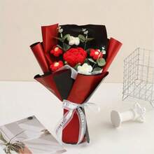 Ramo de flores de ganchillo Flor de punto Decoración del hogar Regalo del día de la madre Flores artificiales para el cumpleaños del día - A - Ver 1