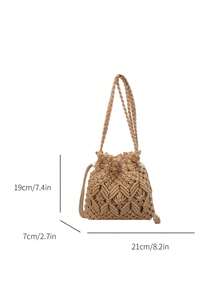 Small Design With Unique Style, Cross-Slung Shoulder Dual-Purpose Versatile, Bucket Shape Storage Practical, Hollowed-Out Technology Fresh And Chic, Beach Vacation Travel Suitable, Simple Fashion To Show Lazy Atmosphere Sense, - Multicolor - View 10