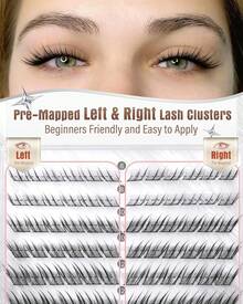 Fox Eye Lash Clusters - Natural Individual Eyelash Extensions (8-14MM) - Cat Eye & Anime Style - Wispy Spikes For Volume & Definition - Easy Application Pre-Mapped Clusters - Viva La Leopard - Visa 6