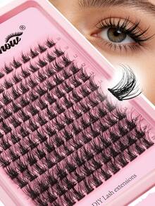 Waloshow D-Curl Fluffy Eyelash Cluster, Single Flared Lashes, 12 Rows Of 10-16mm Mixed Length Eyelash Extensions, Soft Natural Fluffy False Eyelashes, DIY Eyelash Extension At Home, Eyelash Cluster, Single Lashes, Eyelashes, False Eyelashes - D - View 14