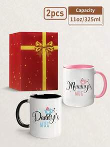 2个11盎司陶瓷咖啡杯 - “爸爸妈妈”情人节/周年纪念礼品套装，可重复使用咖啡杯，是送给父母的完美情人节/周年纪念/生日礼物，适合盛装冷热饮品，也是母亲节、复活节、毕业典礼、花园、厨房、生日礼物（送给妈妈、爸爸、女性、男性、朋友、同事）、办公室礼物、节日礼物、父亲节礼物、厨房或餐厅装饰、厨房饮具、节日饮具、夏季冬季饮具、派对、婚礼的理想之选。 - 彩色 - 查看 14