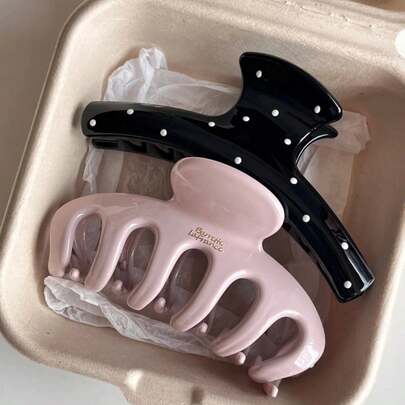 1pc Women's Polka Dot Plastic Hair Clip, Fashionable Versatile Elegant Minimalist Solid Color Hair Clip, Strong Non-Slip Fixation, Suitable For Daily Wear, Hair Accessories, Hair Ties, Women's Hair Accessories, Hair Ornaments, Hair Scrunchies, Summer, Beach Summer Beach Claw Clips Vacay Hair Clips