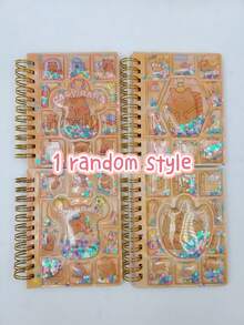 1pc Capybara Liquid Glitter Spiral Notebook, Attractive For Elementary Students, Random Style, Back To School Gift - A - View 2