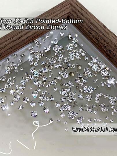100颗混合尺寸叠钻水晶美甲水钻透明微型宝石尖底美甲装饰DIY美甲艺术工艺配件