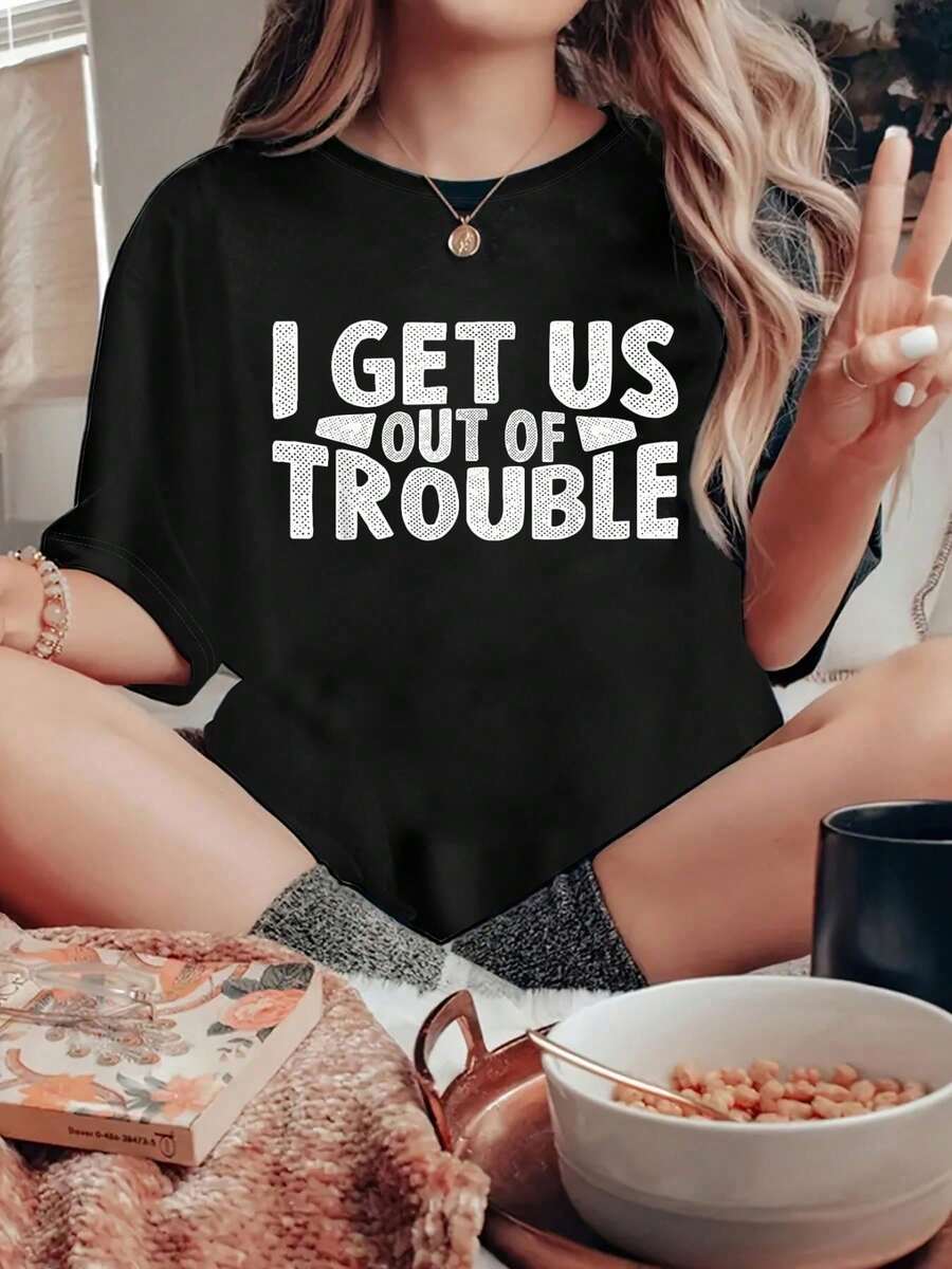 playeras de mujer, Camiseta divertida "Yo nos saco de apuros" - Mejores amigos para siempre - Negro - Ver 1