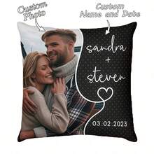 1pc Customized Photo Pattern Throw Pillow Cover, Personalized Single-Sided Printed Pillow Sham (Pillow Insert Not Included) | Heartwarming Mother's Day Gift / Exclusive Father's Day Gift / Thanksgiving Appreciation Gift / Teacher's Day Thoughtful Gift, Family Intimate Memento / Unique Friend Surprise / Self-Life Essentials, Customize Photo + Name Date To Create A One-Of-A-Kind Cozy Companion - Multicolor - View 12