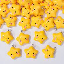 Mặt dây chuyền hình ngôi sao dễ thương, làm từ chất liệu nhựa màu vàng, thích hợp để tự làm trang sức, vòng cổ, vòng tay, móc khóa và các sản phẩm thủ công khác, không có chất liệu khảm, chủ đề đáng yêu. - Nhiều màu - Xem 9