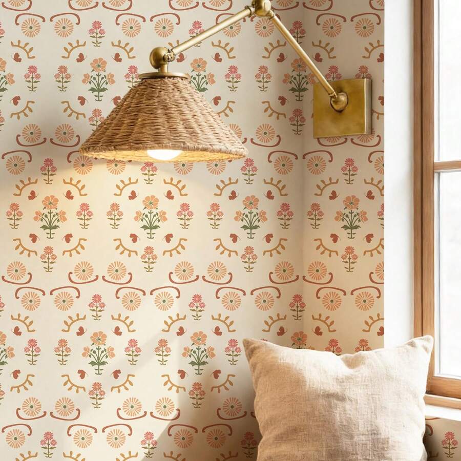 1 Roll Of Simple Plant Floral Wallpaper, Abstract Flower Printed Wallpaper, Exquisite Interior Decoration Film, Suitable For Renovating Decorative Wallpaper On Room Kitchen Cabinets, Various Room Wall DecoratiSelf Adhesive Stickers, Easy To Install And Detachable, Handmade Film Sticking - Cartoon - View 1