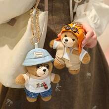 Llavero de peluche de oso de dibujos animados lindo, decoración de colgante de oso de peluche piloto para bolso, exposición de aviación, Comic Con, regalos de fiesta, muñeco de peluche, regalo de cumpleaños para niños, Navidad, Año Nuevo - Multicolor - Ver 9