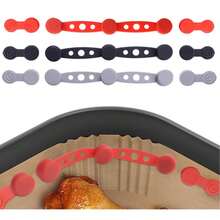 3个装空气炸锅硅胶夹 - 耐高温464°F（240°C），快接设计，牢固固定烘焙纸和衬垫，适用于所有带磁性篮边的空气炸锅，不刮伤且易于清洁，空气炸锅配件 | 磁性夹 | 硅胶 - 彩色 - 查看 1