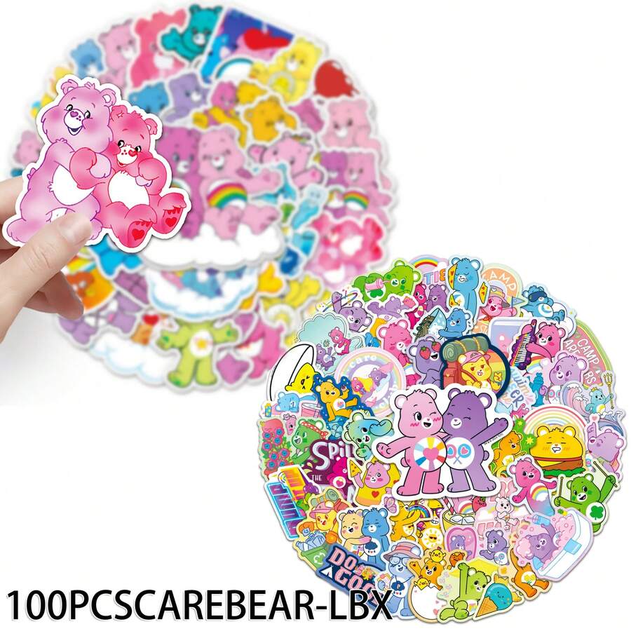 CARE BEARS 100张爱心熊贴纸套装,可爱卡通熊图案贴纸套装,爱心熊,阳光熊,熊,朋友熊,礼物,返校趣味贴纸,Kindle剪贴簿用品,笔记本电脑贴纸 - A - 查看 1