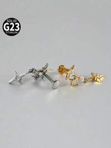 1 chiếc khuyên môi/khuyên sụn tai bằng titan nguyên khối hình lục giác đính đá CZ G23, khuyên tai đính đá opal hình hoa, cỡ 16G, ren trong, kiểu labret, khuyên tai hình mèo đính đá CZ, khuyên tai tragus. - Như thể hiện trong hình ảnh - Xem 8