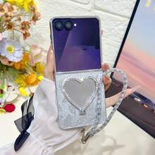 1个女士手机壳，保护套，电镀闪粉嘴唇和爱心图案，带挂绳，可爱时尚，个性化设计，配有可拆卸挂绳，适用于三星Galaxy Z Fold 7、Z Fold 6、Z Fold 5、Z Fold 4、Galaxy Z Flip7、Z FE、Z Flip6、Z Flip5 - 彩色 - 查看 29
