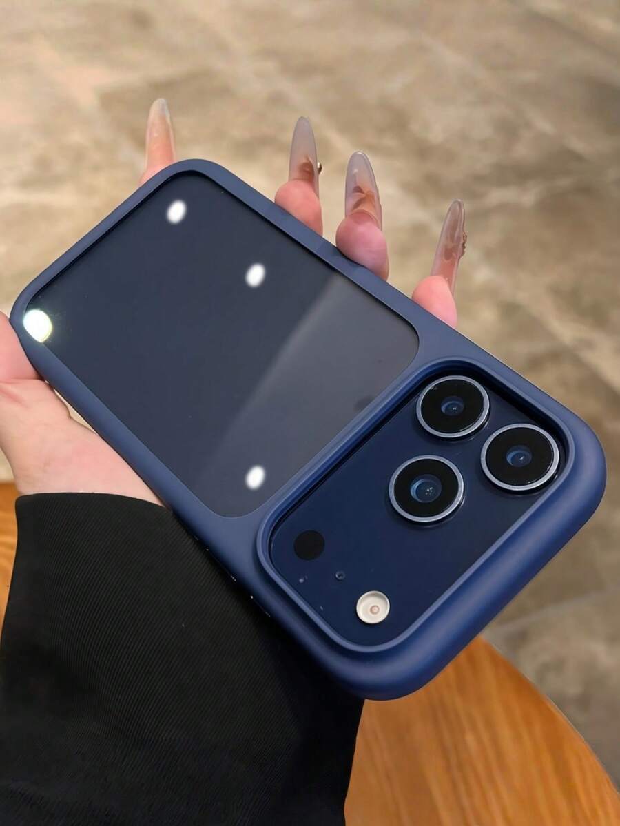 1pc Intelligent Camera Touch Button Crystal Clear Phone Case Compatible With IPhone 17 Pro Max 17 Pro 17 Air 16 15 14 13 12 11 Pro Max Plus Transparent Shockproof Cover - Dark Blue - View 1