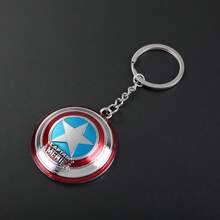 Rotating Shield Star Keychain Set, Superhero Inspired Metal Bag Charm, Car Key Pendant For Fans & Teens, Birthday & Movie Souvenir Gift - Màu xanh lam - Xem 1