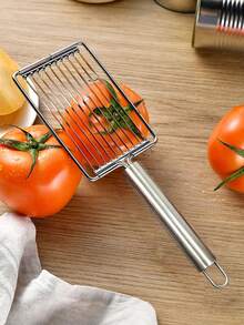 1件装不锈钢果蔬切片器，番茄切片器，火腿切片器，午餐肉切片器，带手柄水果切片器，煮鸡蛋切片器，多功能果蔬切片器，水果切片器，软食切片器，寿司切片器，奶酪厨房软食切割工具，厨房食品切割工具，也可用于切割罐头肉 - 彩色 - 查看 2