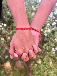1/2/6 piezas Pulsera de la suerte tejida a mano con siete nudos, estilo bohemio minimalista y versátil para playa y vacaciones, color rojo, joyería de moda personalizada, regalo ideal para uso diario, fiestas y vacaciones, accesorio multifuncional para atuendos casuales y de vacaciones de mujer - Multicolor - Ver 4