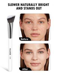 MAANGE 6pcs Professional Makeup Brush Set: Includes Foundation Brush, Blush Brush, Powder Brush, Eyeshadow Brush, Blending Brush, Highlighter Brush, Concealer Brush, And Contour Brush Makeup Tools Kit Beauty Brush Kit Gift For Women & Girl Travel Makeup Brush Set - White - View 6