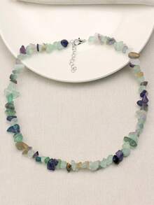 波西米亚风不对称宝石串珠颈链，复古优雅天然宝石首饰，适合派对和音乐节佩戴 - 多色 - 查看 12