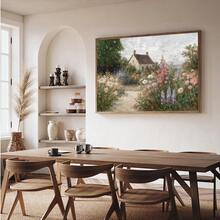 1pc Vintage French Country Cottage Garden Wall Art Impressionist Floral Path Printed Canvas Painting, Countryside Poster, Farmhouse Decor For Bedroom, Living Room, Bathroom, Women Gift, Framed Or Unframed - Pattern - View 5