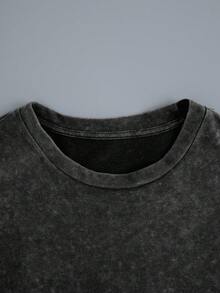 女士加大码复古雪花T恤，饰有可爱的小猫图案印花，休闲日常短袖圆领T恤，适合夏季和秋季日常穿着，水洗质感，女士图案印花，加大码T恤，黑色 - 黑色 - 查看 3