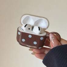 Brown Striped Polka Dot + Hoop Pro 3/2, 4/3/2 Case, Fashionable Women's Earphone Case, Minimalist Earphone Cover Compatible With Apple - Brown - View 3