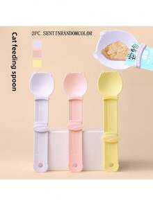 Bộ 4 món gồm 2 thìa bóp cho mèo ăn và 2 bàn chải đánh răng đeo ngón tay, thìa bóp cho mèo ăn tiện dụng, bàn chải đánh răng đeo ngón tay cầm tay. - 25*6,3cm - Xem 14